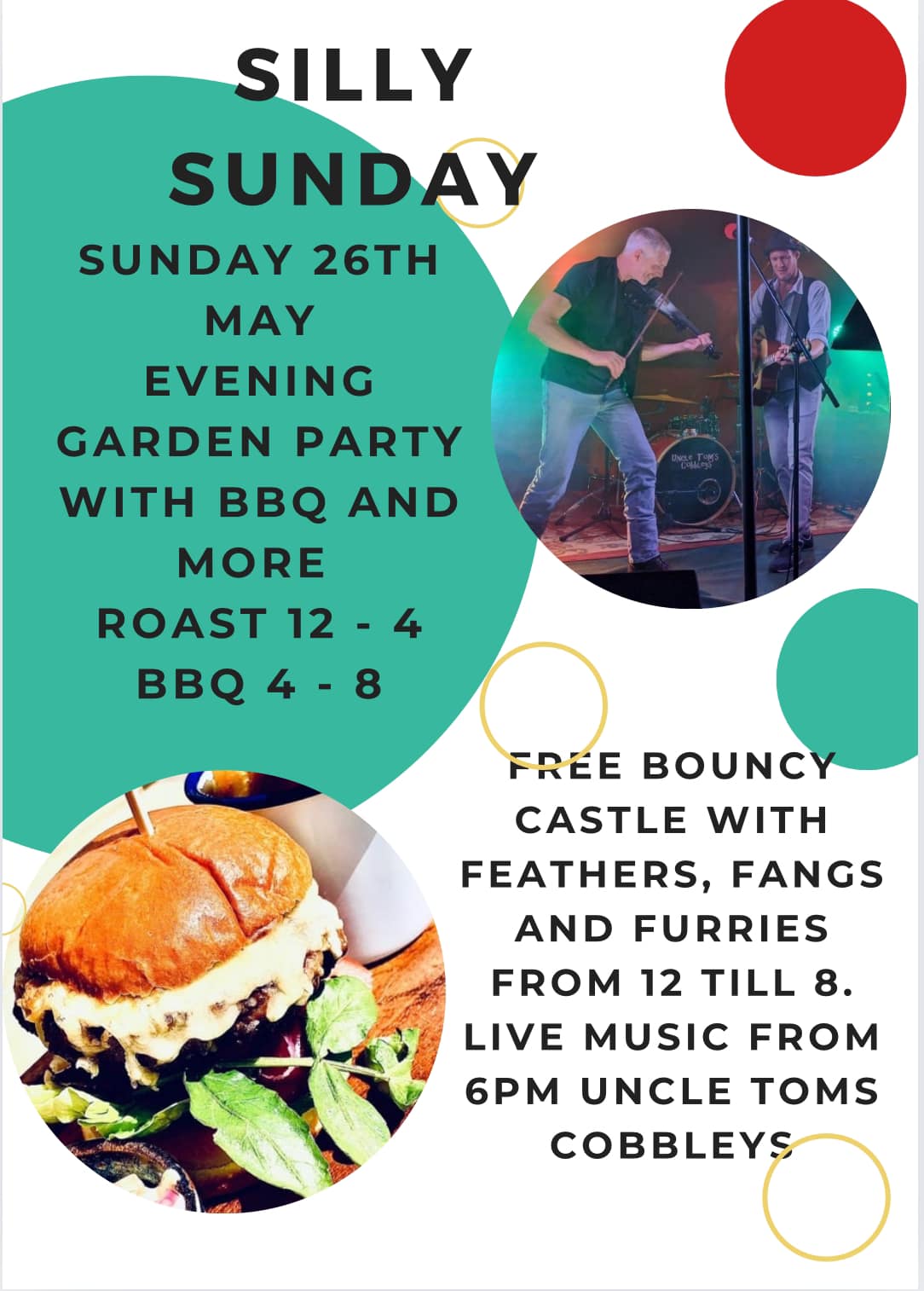 Garden Party and BBQ with live music from UNCLE TOM'S COBBLEYS
