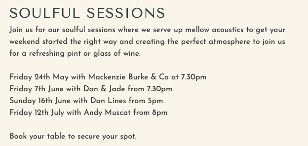 Soulful Sessions – with Dan & Jade from 7.30pm