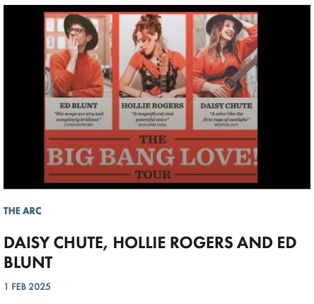 DAISY CHUTE, HOLLIE ROGERS AND ED BLUNT