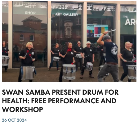 SWAN SAMBA PRESENT DRUM FOR HEALTH: FREE PERFORMANCE AND WORKSHOP